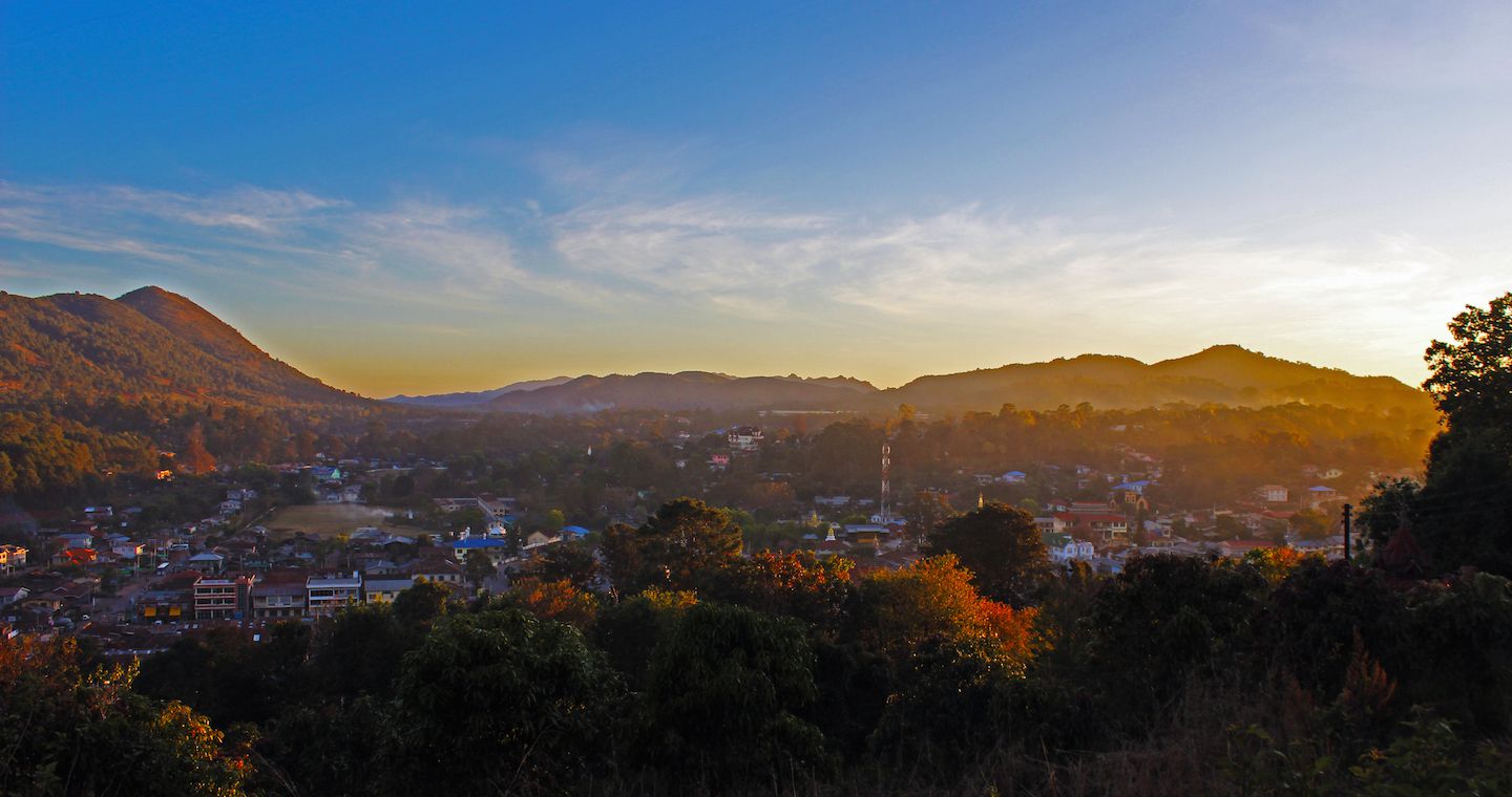 Sunset over the hills of Kalaw, Myanmar