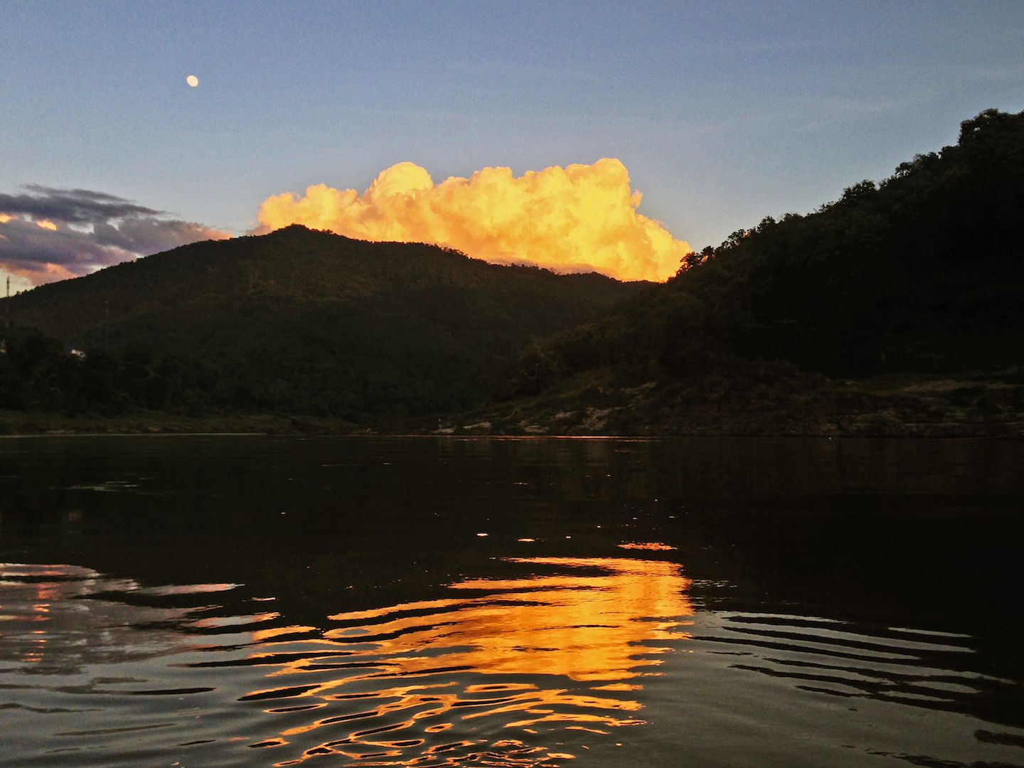 Sunset over the Mekong River in Laos