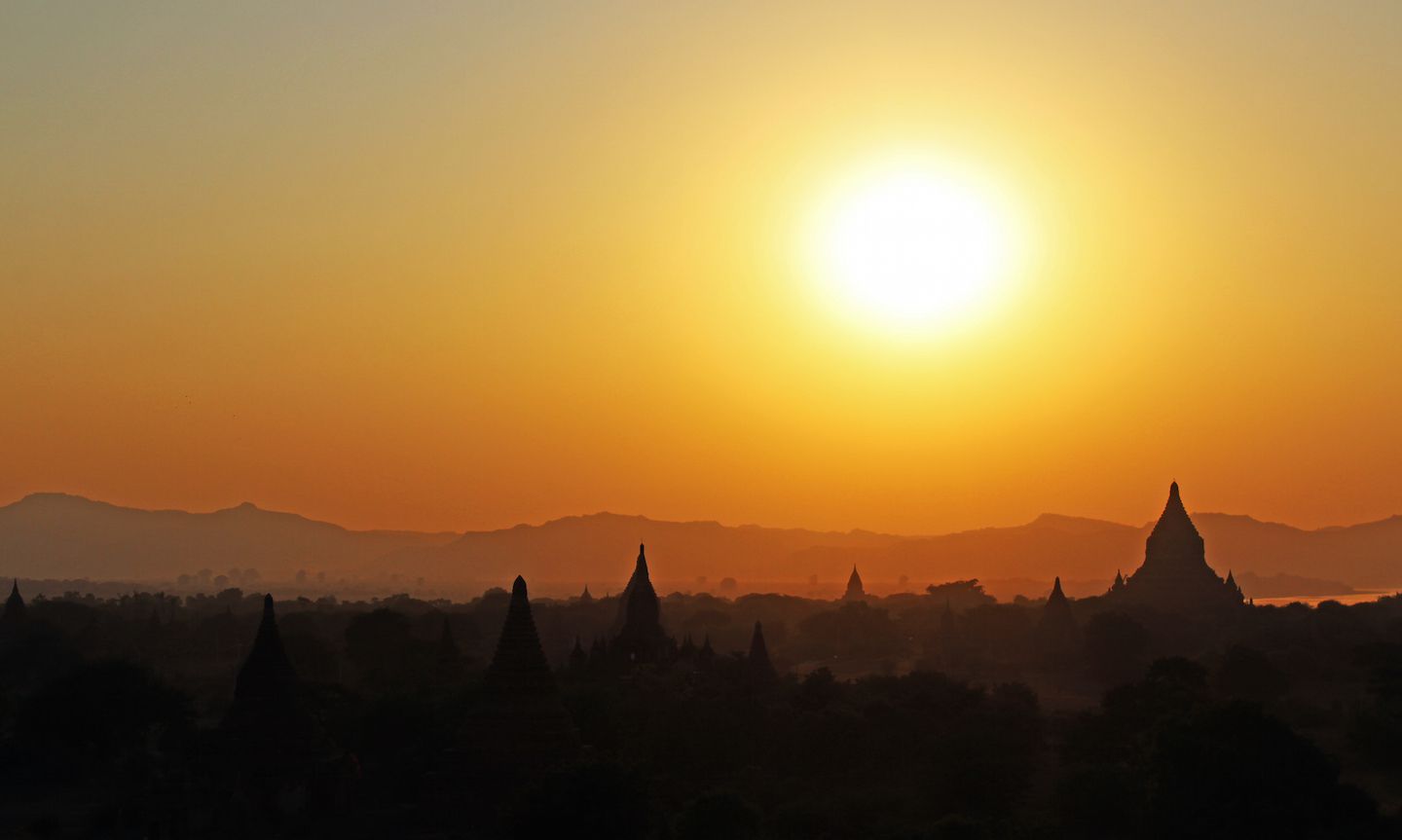 Sunset over the temples of Bagan, Myanmar