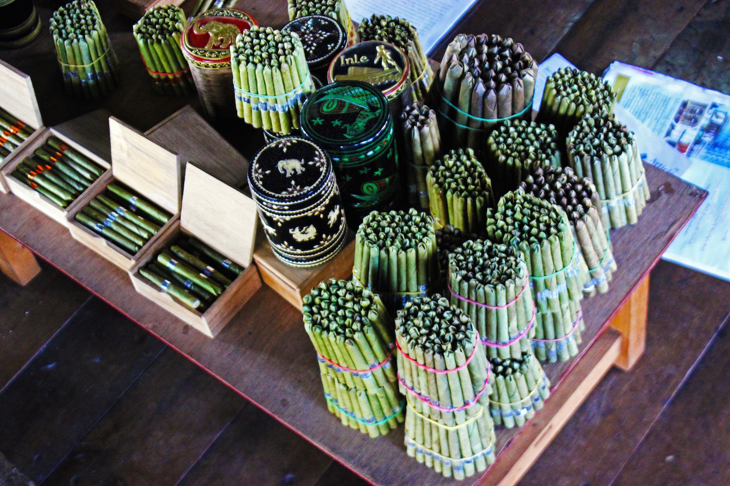 Sweet cigarettes ready for sale, Inle Lake, Myanmar