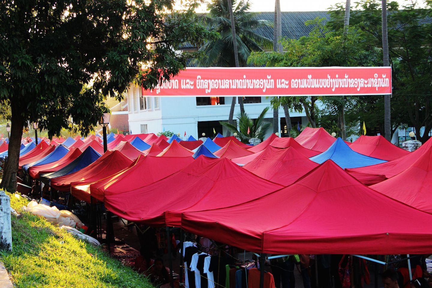 Tents at the street market in Luang Prabang, Laos