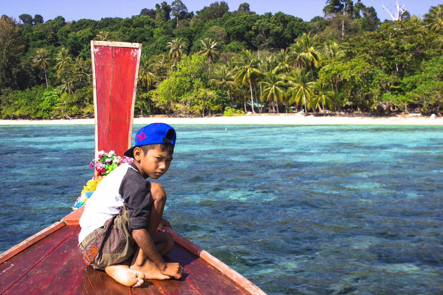 Our boat driver kid on the longtail boat, Koh Kradan, Thailand