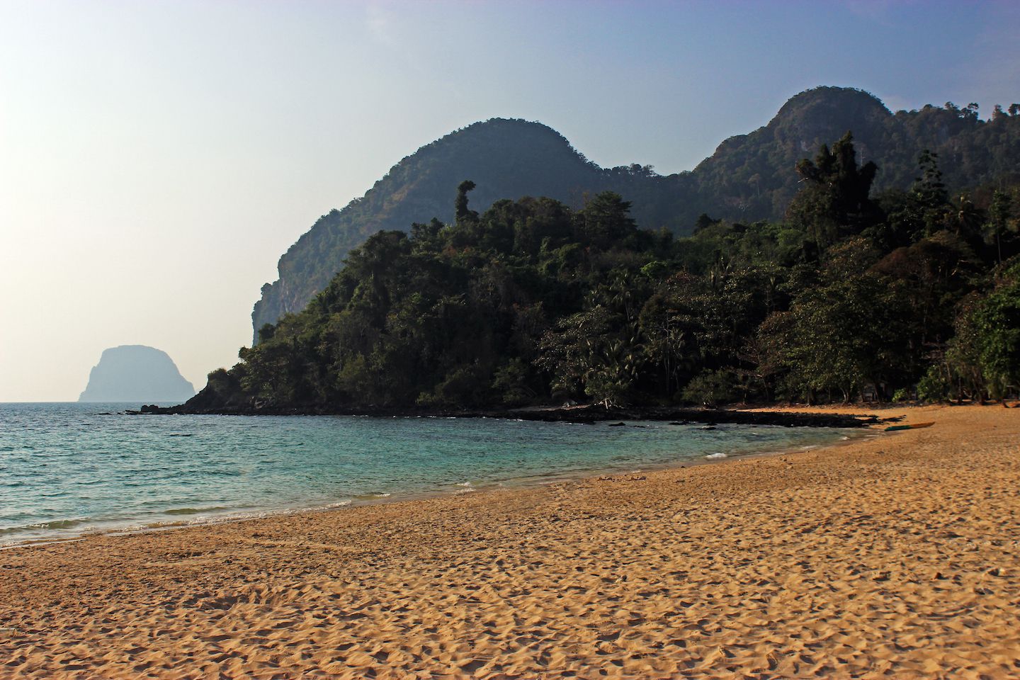 View of the limestone mountain on Farang Beach, Koh Muk, Thailand