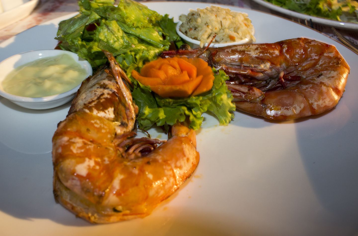 Jumbo prawns during Valentine's Day sunset dinner on Koh Muk, Thailand