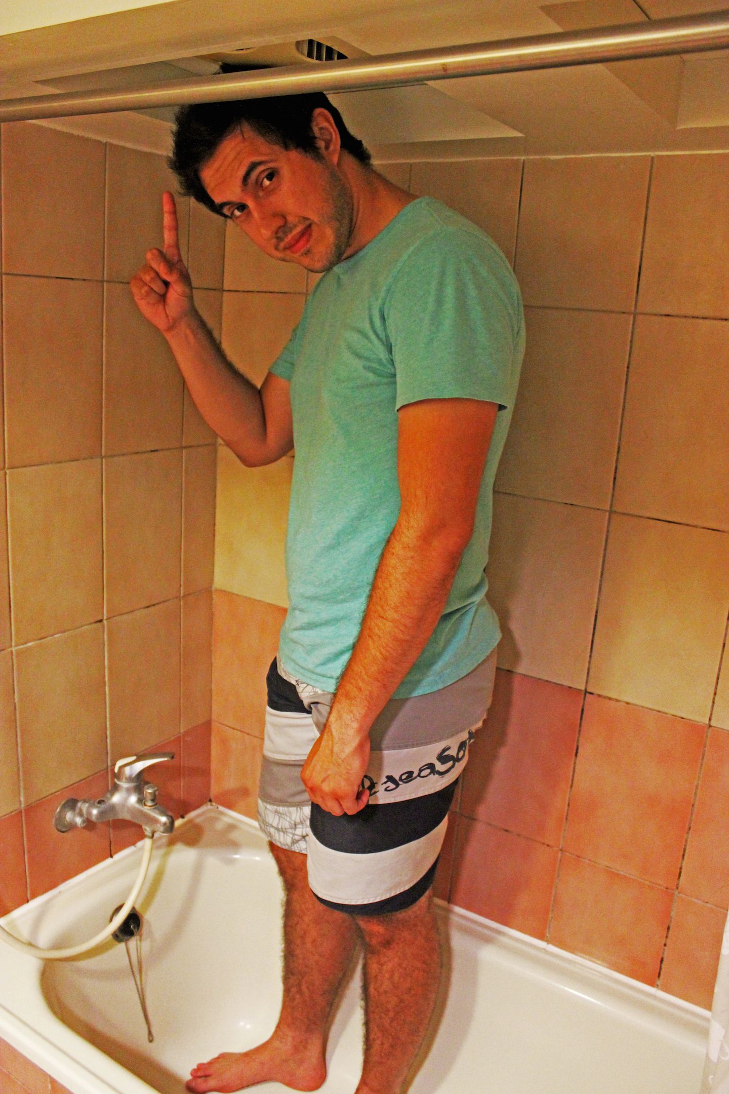 The bathroom ceiling was so low!