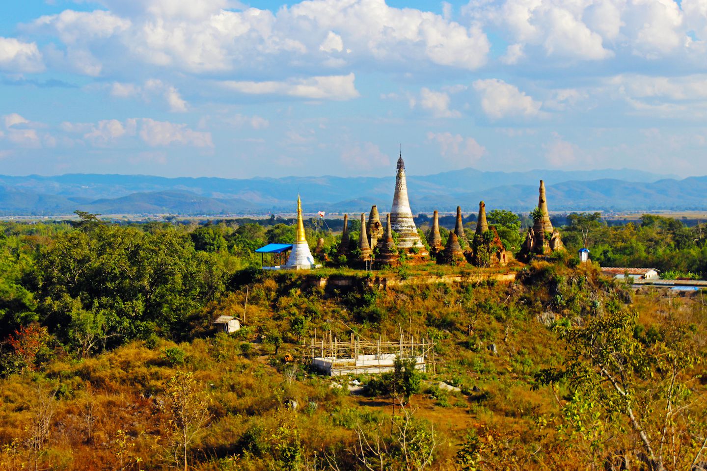 View from the top of the hill, overlooking what we thought was Inn Dein Pagoda, Inle Lake, Myanmar