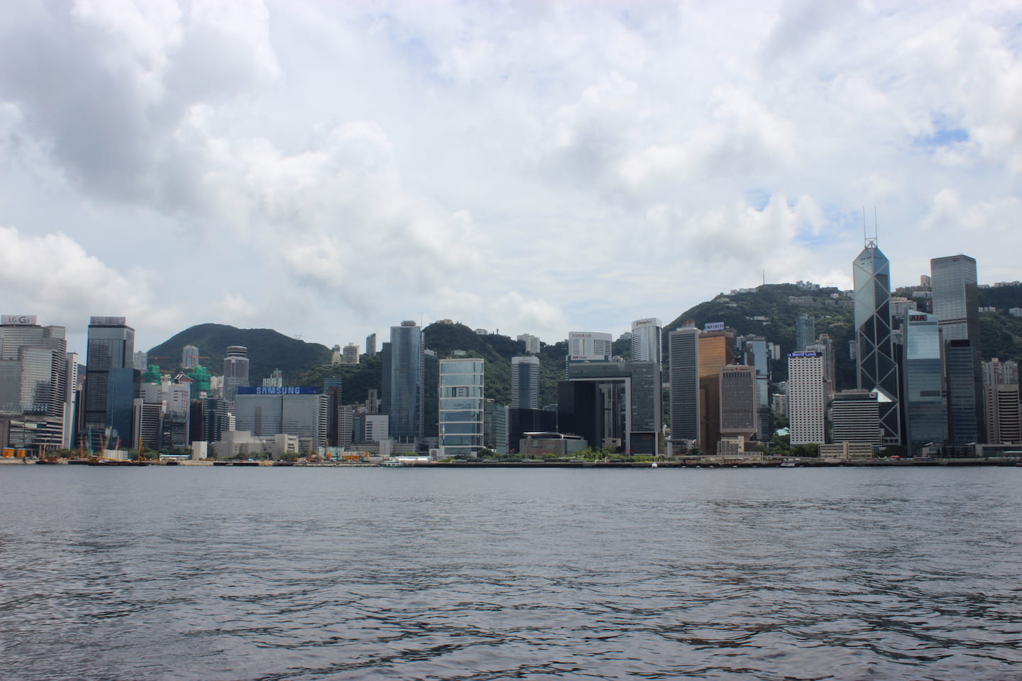View of Hong Kong island from aboard the Star Ferry.