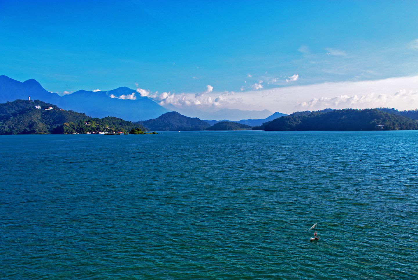 View of Sun Moon Lake and the mountainous background