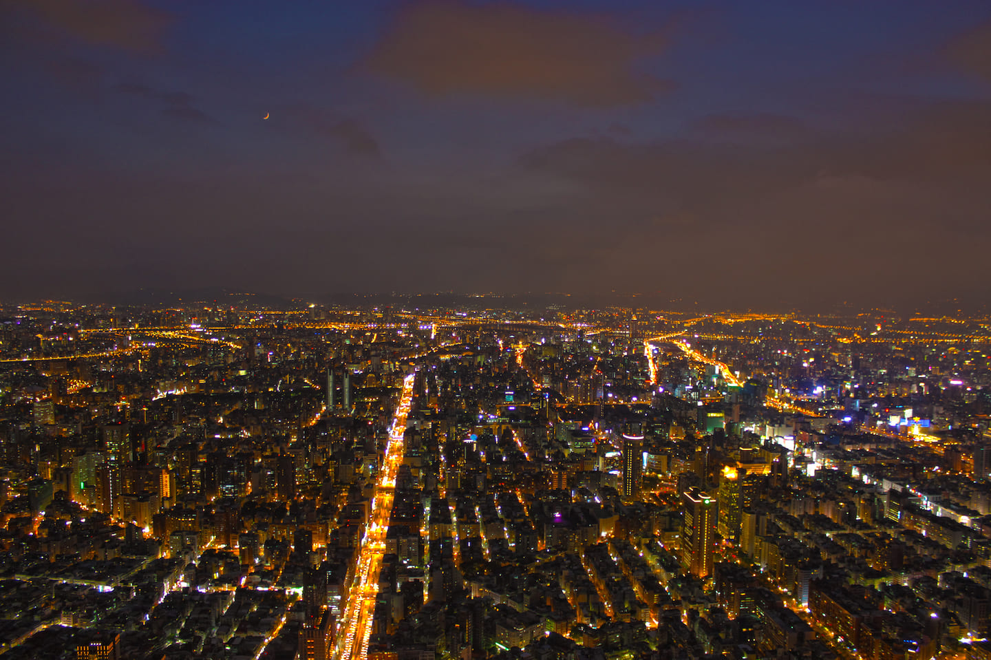 View of Taipei at night from Taipei 101 outdoors observatory