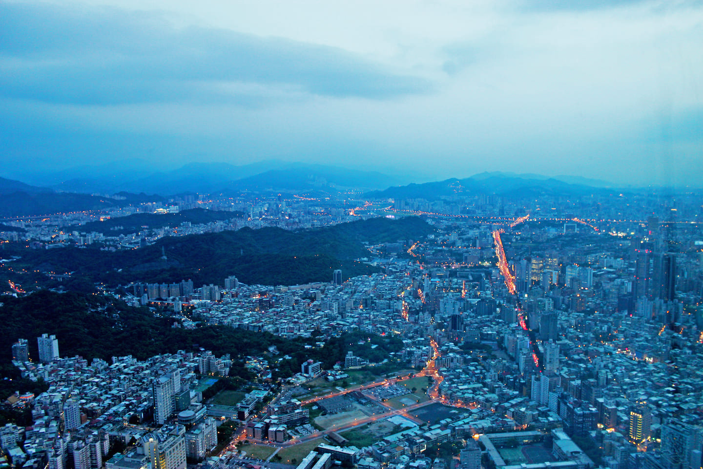 View of Taipei from Taipei 101 indoors observatory