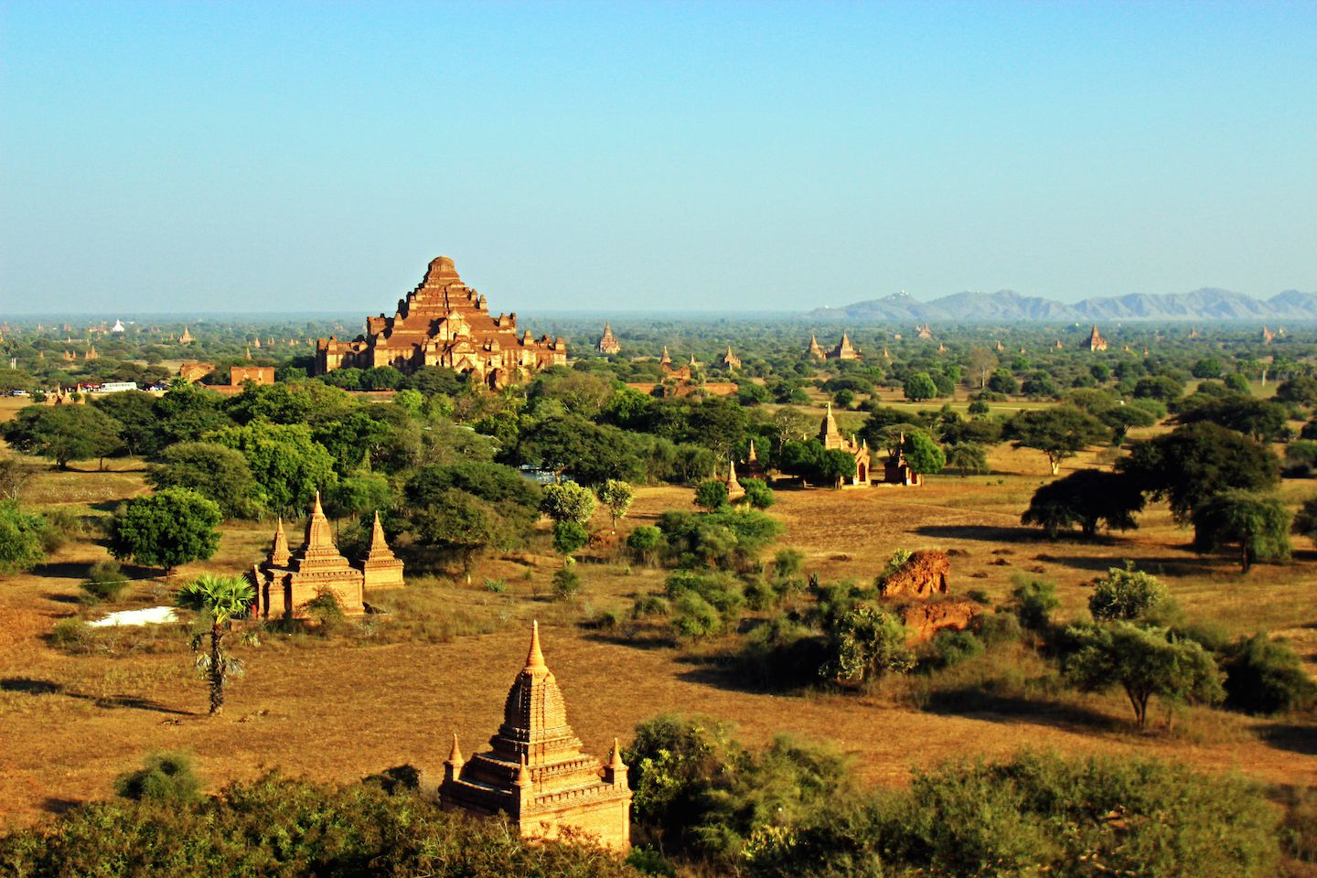 View of the plains of Bagan from Schwesandaw Temple, Bagan, Myanmar