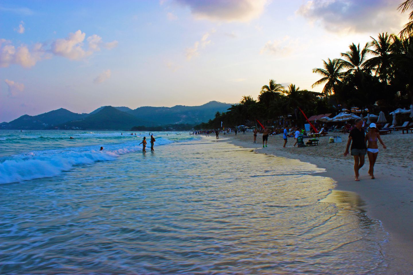 View of the sunset at the Chaweng Beach, Koh Samui, Thailand