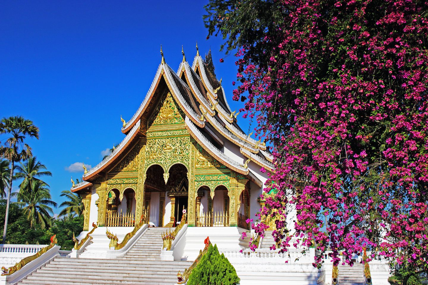 View of the temple at the Royal Palace in Luang Prabang, Laos