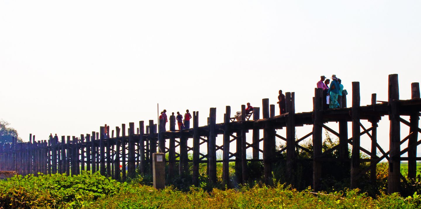 View of U-Bein Bridge, Amarapura, Myanmar