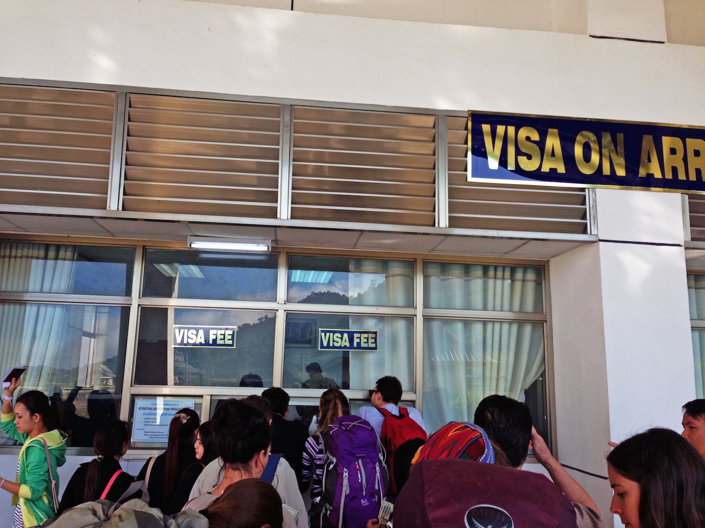 Visa on arrival booth in Huay Xai, Laos