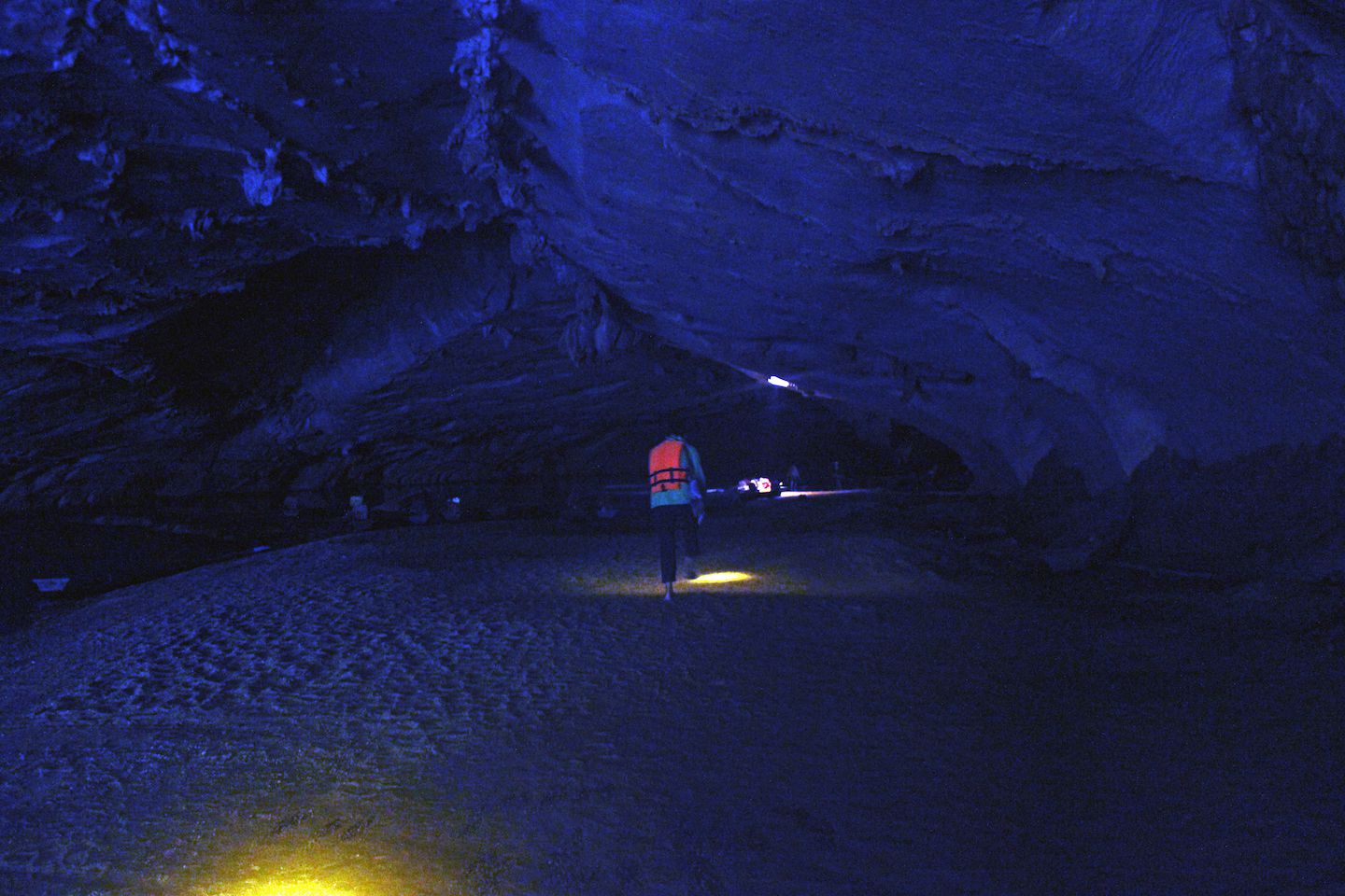 Waking to our boat at the Konglor Cave, Laos