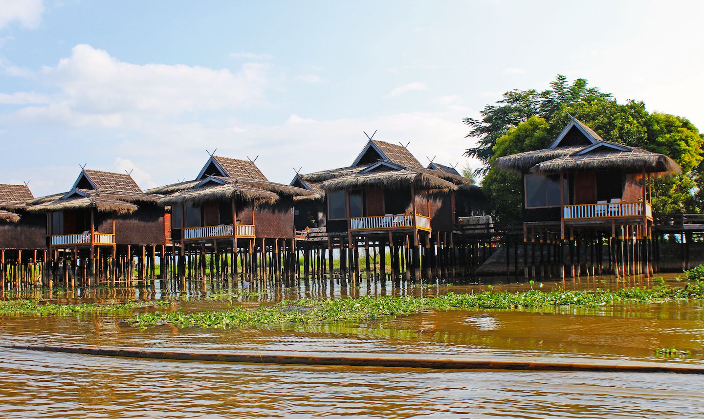 Water bungalows in Inle Lake, Myanmar