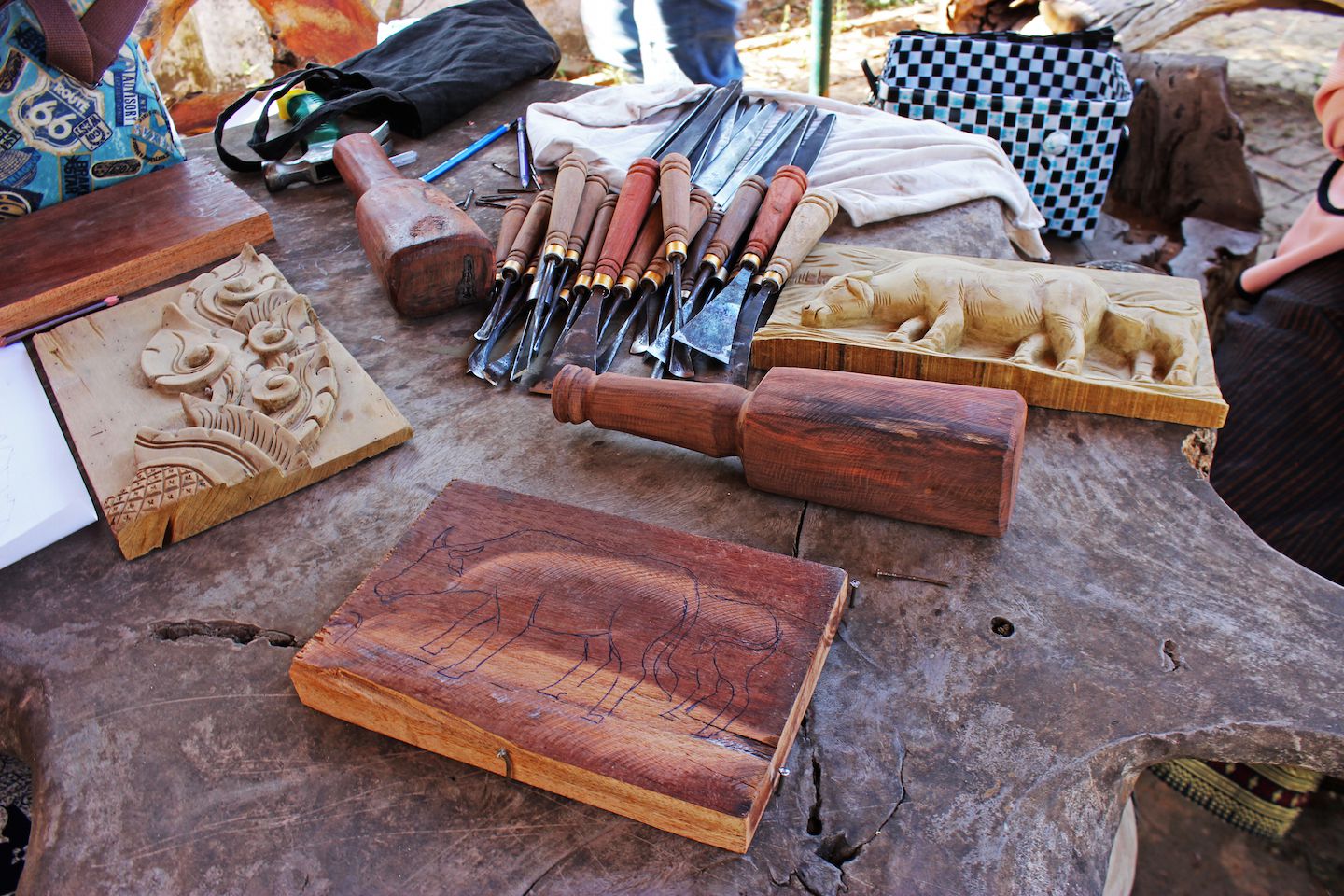 Wood carving with Backstreet Academy, Vientiane, Laos